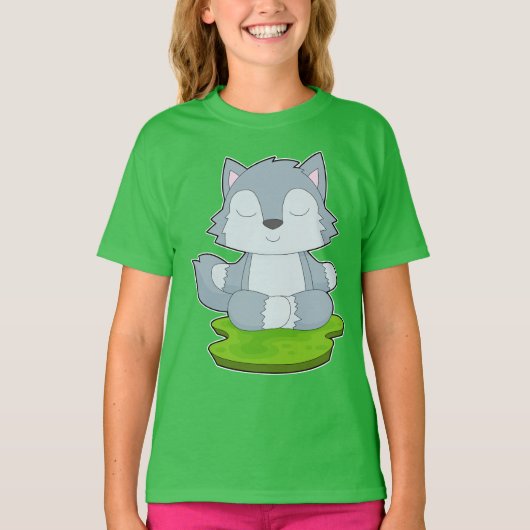 Wolf Yoga Fitness Meditation T-Shirt (Vorderseite)