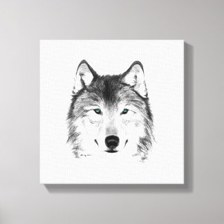 Wolf Zeichnend, Grafit Leinwanddruck