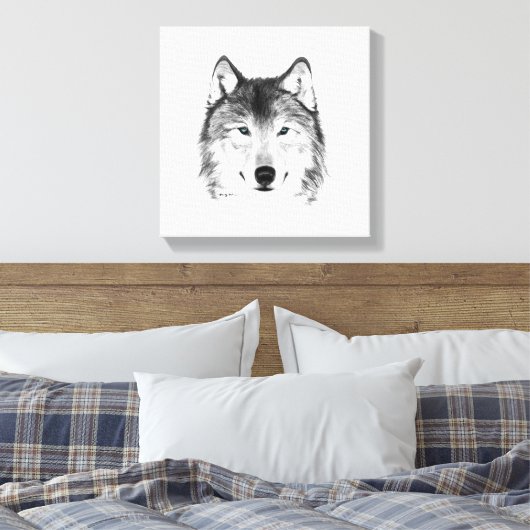 Wolf Zeichnend, Grafit Leinwanddruck (Insitu (Schlafzimmer))