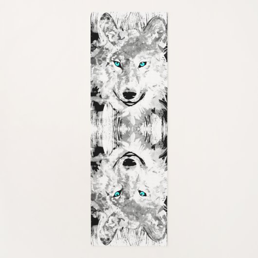 Wolf | Zeichnend Schwarz-Weiß-Wolf | Siberischer W Yogamatte (Vorderseite)