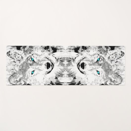 Wolf | Zeichnend Schwarz-Weiß-Wolf | Siberischer W Yogamatte (Vorderseite (Horizontal))