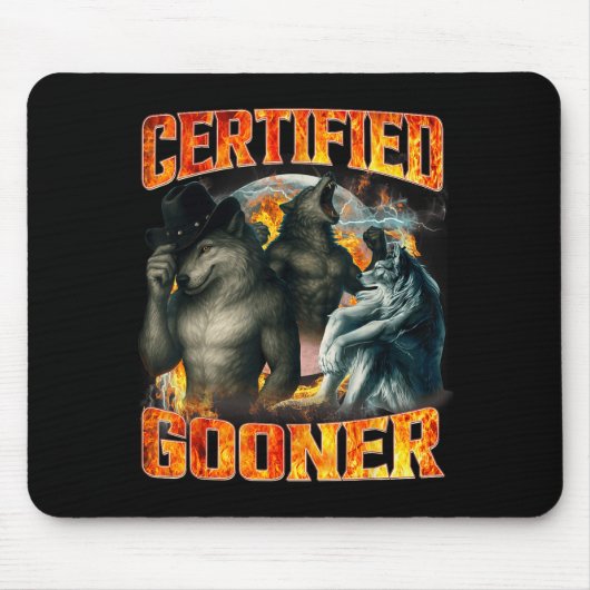 Wolf Zertifizierter Gooner Lustiger Bootleg Meme P Mousepad (Vorne)