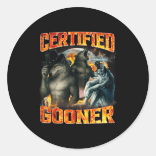 Wolf Zertifizierter Gooner Lustiger Bootleg Meme P Runder Aufkleber