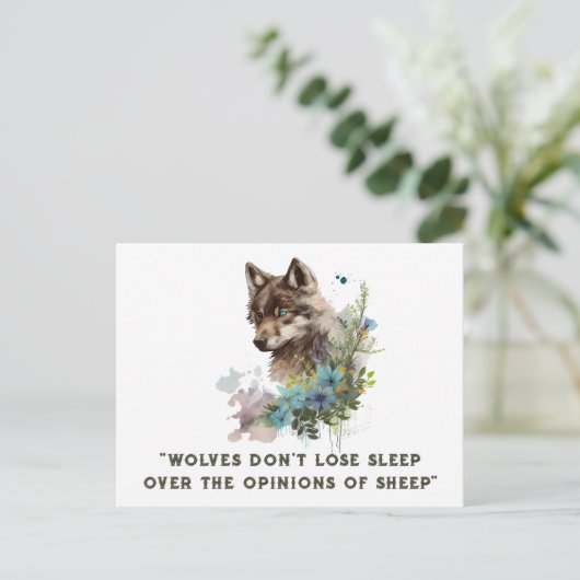 Wolf Zitat Postkarte (Stehend Vorderseite)