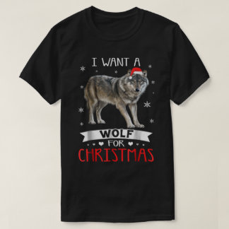 Wolf zu Weihnachten Süßes Weihnachtsdesign T-Shirt