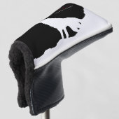 Wolf zum Schwarz-weißen Mut Golf Headcover (3/4 Vorderseite)