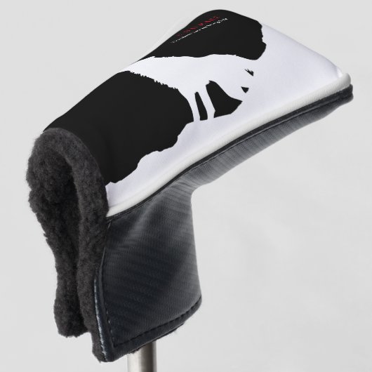 Wolf zum Schwarz-weißen Mut Golf Headcover (3/4 Vorderseite)