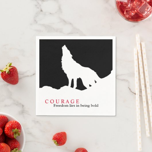 Wolf zum Schwarz-weißen Mut Serviette (Beispiel)