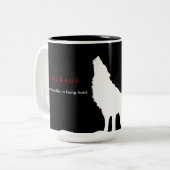 Wolf zum Schwarz-weißen Mut Zweifarbige Tasse (Vorderseite Links)