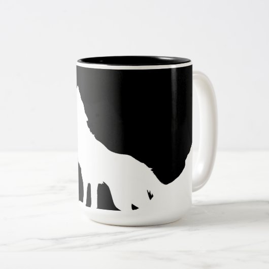 Wolf zum Schwarz-weißen Mut Zweifarbige Tasse (VorderseiteRechts)