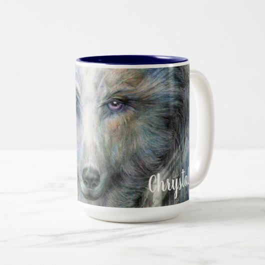 Wolf Zweifarbige Tasse (VorderseiteRechts)