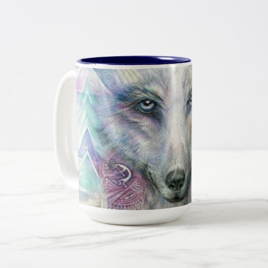 Wolf Zweifarbige Tasse (Vorderseite Links)