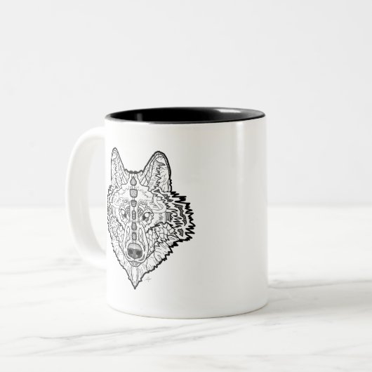 Wolf Zweifarbige Tasse (Vorderseite Links)