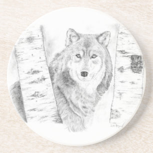 Wolf zwischen Birch Trees Getränkeuntersetzer