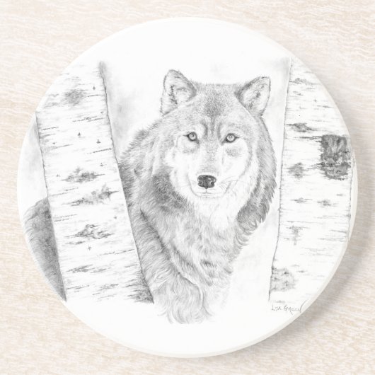 Wolf zwischen Birch Trees Getränkeuntersetzer (Vorne)