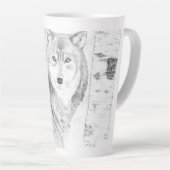 Wolf zwischen Birch Trees Latte Tasse (Rechte Ecke)
