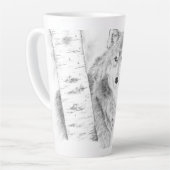 Wolf zwischen Birch Trees Latte Tasse (Linke Ecke)