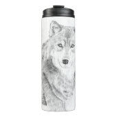 Wolf zwischen Birkenbäumen auf der Wärmflasche Thermosbecher (Vorderseite)