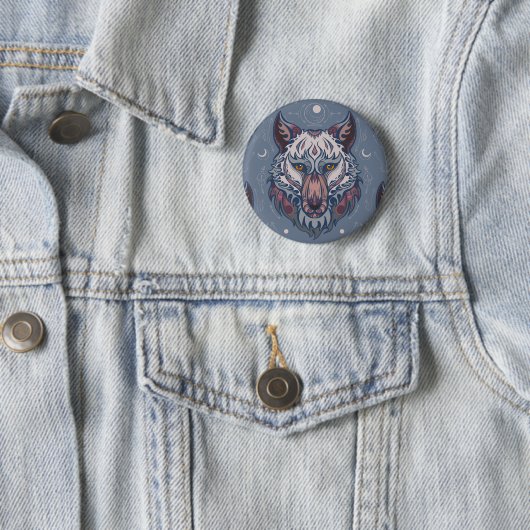 Wölfchenköpfe mit bohischer Dekoration Button (Beispiel)