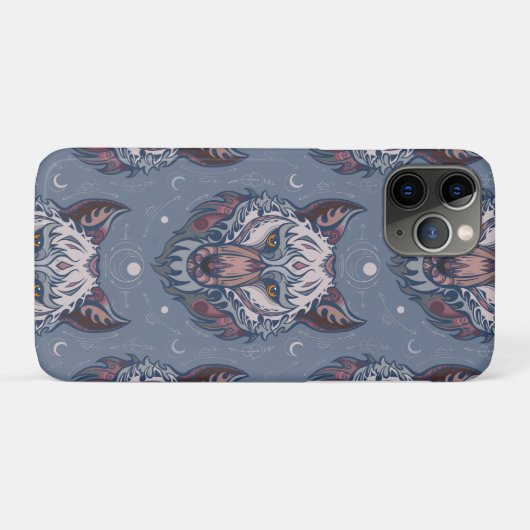 Wölfchenköpfe mit bohischer Dekoration Case-Mate iPhone Hülle (Rückseite (Horizontal))