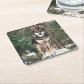 Wolfdog Rechteckiger Pappuntersetzer (angewinkelt)