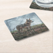 Wolfdog Rechteckiger Pappuntersetzer (angewinkelt)