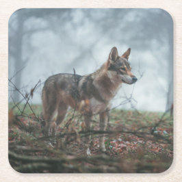 Wolfdog Rechteckiger Pappuntersetzer