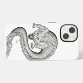 Wolfdrache Schwarz-Weiß-Design iPhone Hülle (Rückseite (Horizontal))