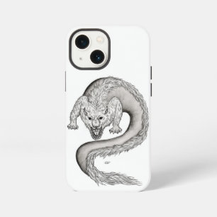 Wolfdrache Schwarz-Weiß-Design iPhone 13 Mini Hülle