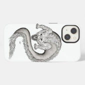 Wolfdrachen Schwarz-Weiß-Design iPhone Hülle (Rückseite (Horizontal))