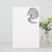 Wolfdragon Schwarzweiß-Design Briefpapier (Stehend Vorderseite)