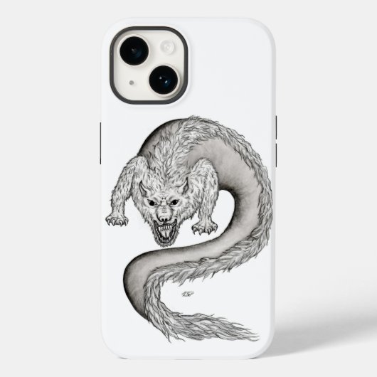 Wolfdragon Schwarzweiß-Design Case-Mate iPhone Hülle (Rückseite)