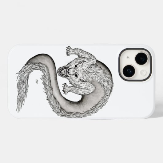 Wolfdragon Schwarzweiß-Design Case-Mate iPhone Hülle (Rückseite (Horizontal))