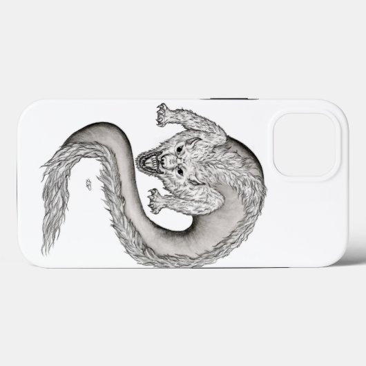 Wolfdragon Schwarzweiß-Design Case-Mate iPhone Hülle (Rückseite (Horizontal))