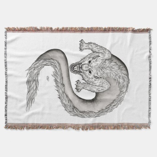 Wolfdragon Schwarzweiß-Design Decke (Vorderseite)