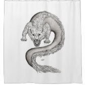 Wolfdragon Schwarzweiß-Design Duschvorhang (Vorderseite)