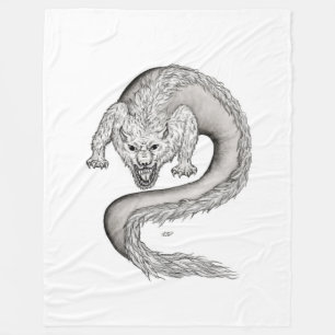 Wolfdragon Schwarzweiß-Design Fleecedecke