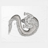 Wolfdragon Schwarzweiß-Design Fleecedecke (Vorderseite (Horizontal))