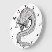 Wolfdragon Schwarzweiß-Design Große Wanduhr (Winkel)