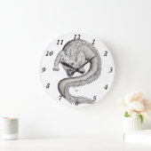 Wolfdragon Schwarzweiß-Design Große Wanduhr (Zuhause)