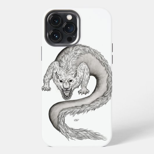 Wolfdragon Schwarzweiß-Design iPhone Hülle (Rückseite)