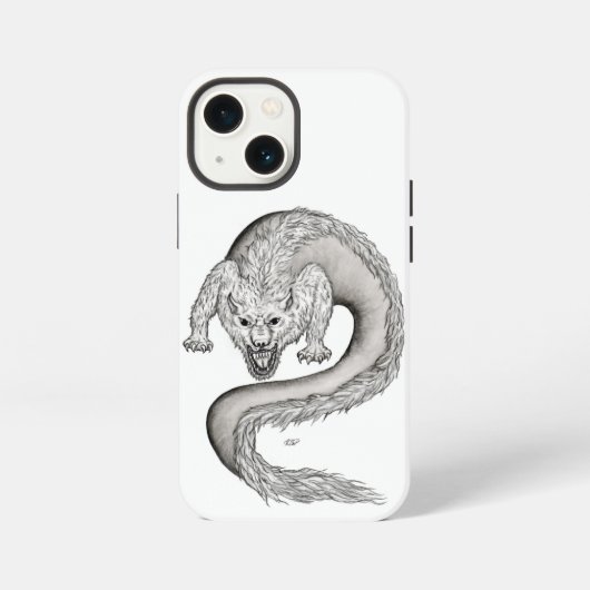 Wolfdragon Schwarzweiß-Design iPhone Hülle (Rückseite)