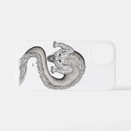 Wolfdragon Schwarzweiß-Design iPhone Hülle (Rückseite (Horizontal))