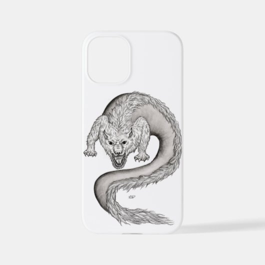 Wolfdragon Schwarzweiß-Design iPhone Hülle (Rückseite)
