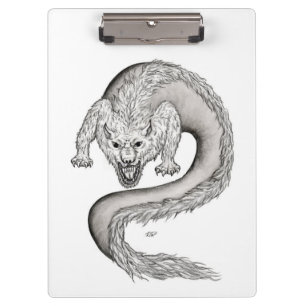 Wolfdragon Schwarzweiß-Design Klemmbrett