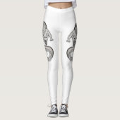 Wolfdragon Schwarzweiß-Design Leggings (Vorderseite)