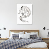 Wolfdragon Schwarzweiß-Design Leinwanddruck (Insitu (Schlafzimmer))