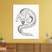 Wolfdragon Schwarzweiß-Design Leinwanddruck (Insitu (Wohnzimmer))