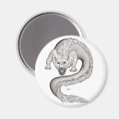 Wolfdragon Schwarzweiß Design Magnet (Vorderseite/Rückseite)