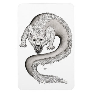 Wolfdragon Schwarzweiß Design Magnet